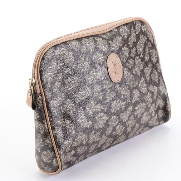 Yves Saint Laurent Zip Pouch in Printed Coated Canvas trimmed in Leather - Picture 2 of 4